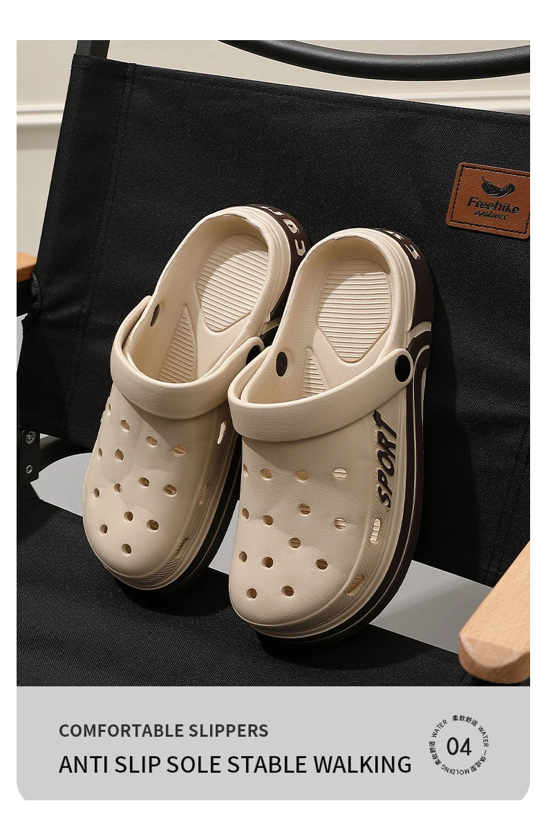 Women's Thick Sole Anti-Slip Two-Strap Sandals | Indoor & Outdoor Perforated Summer Shoes