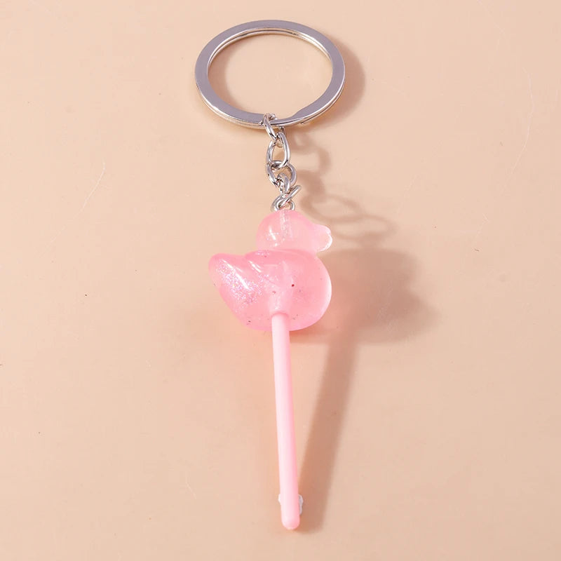 3D Simulation Food Keychain – Cute Resin Lollipop, Donut & Snack Key Ring Charms