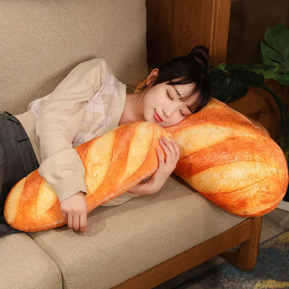 French Bread Plush Pillow | Stuffed Food Plushie Sleeping Companion & Party Prop