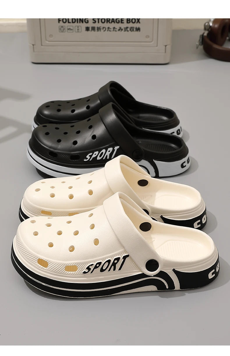 Women's Thick Sole Anti-Slip Two-Strap Sandals | Indoor & Outdoor Perforated Summer Shoes