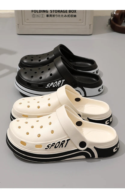 Women's Thick Sole Anti-Slip Two-Strap Sandals | Indoor & Outdoor Perforated Summer Shoes