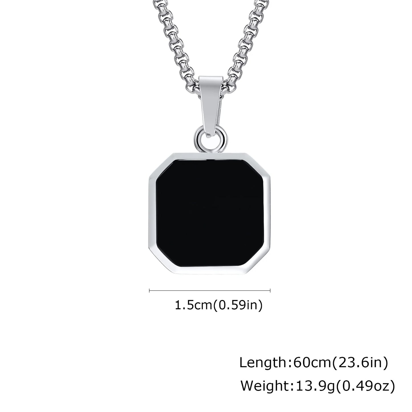 Men's Stainless Steel Geometric Pendant Necklace with Chain