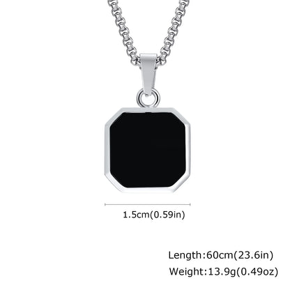Men's Stainless Steel Geometric Pendant Necklace with Chain