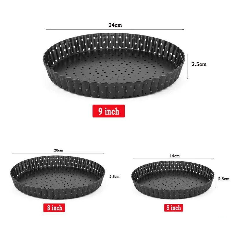 Perforated Non-Stick Pizza & Cake Pan – Carbon Steel Baking Tray (5"/8"/9")