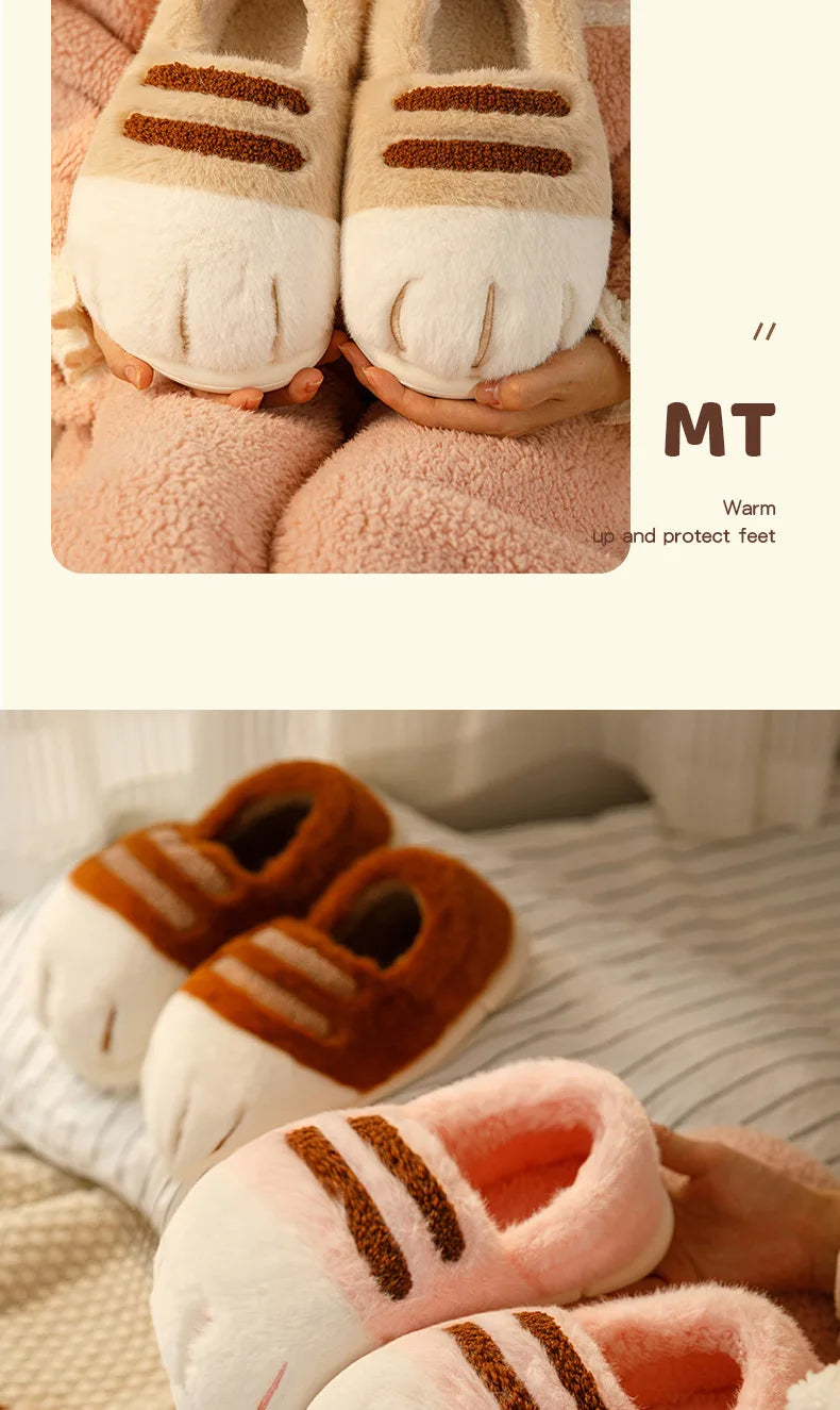 3D Cat Claw Slippers – Cozy Winter Indoor Shoes for Women