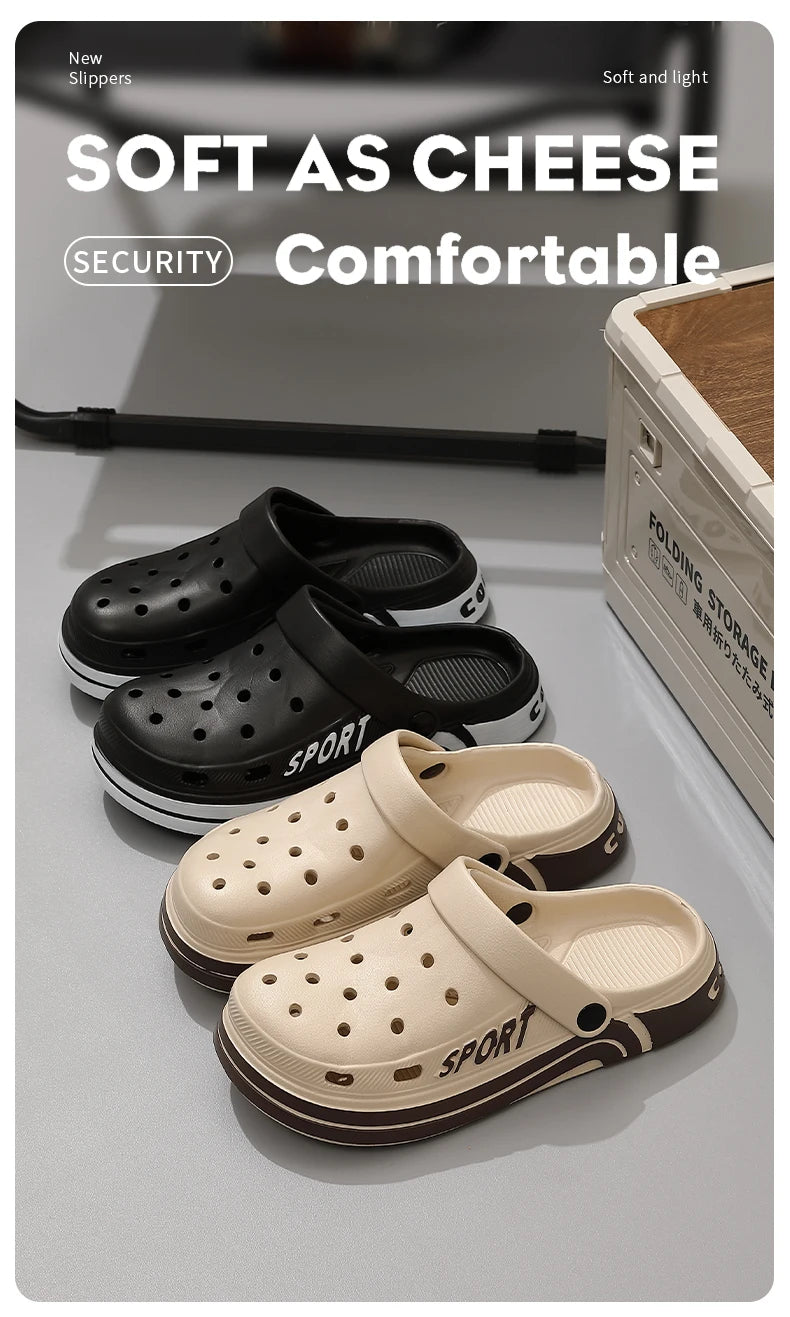 Women's Thick Sole Anti-Slip Two-Strap Sandals | Indoor & Outdoor Perforated Summer Shoes