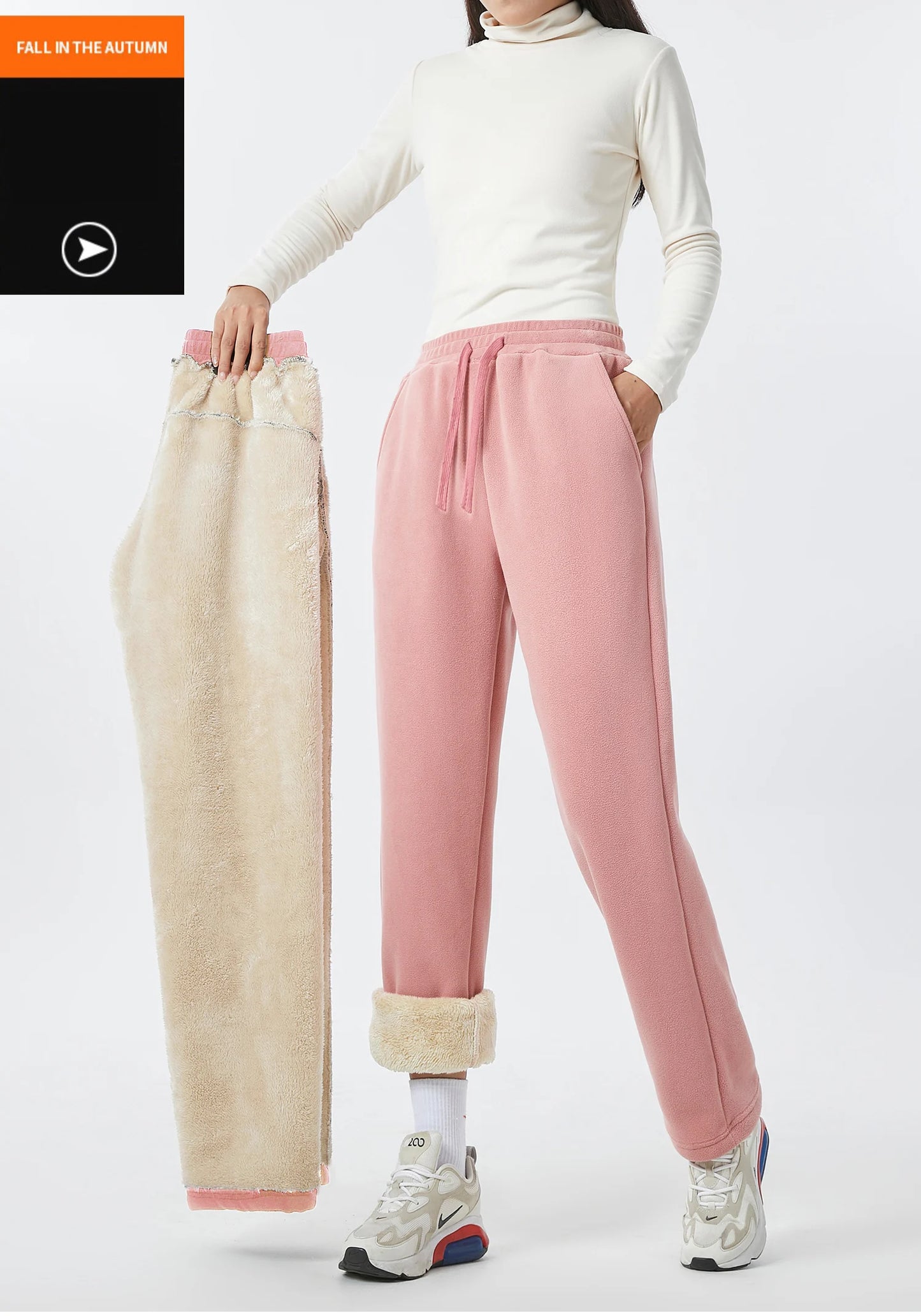 YJKVUR Unisex Winter Oversize Fleece Lined Sweatpants Drawstring Casual Gym