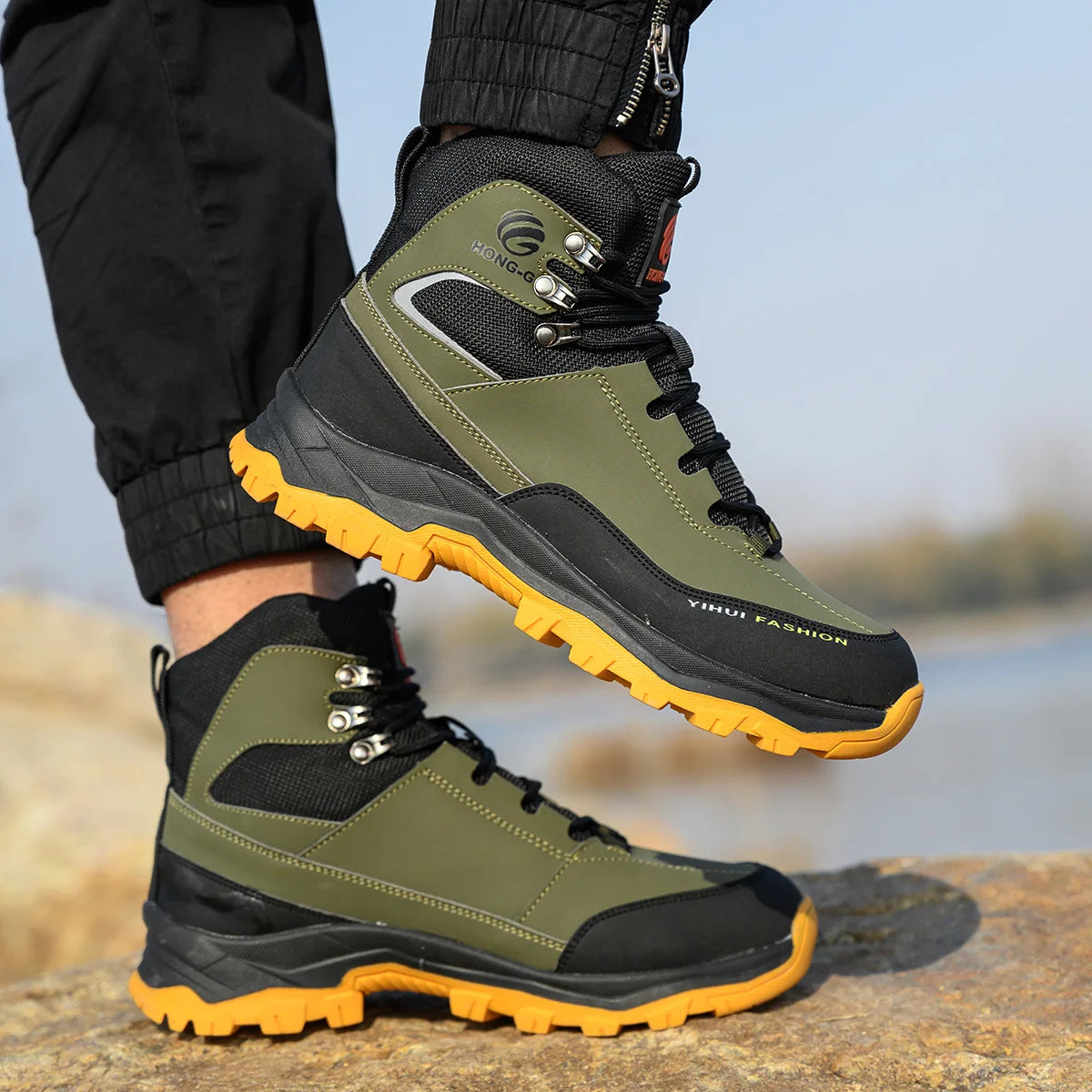 Steel Toe Cap Leather Work Safety Boots for Men