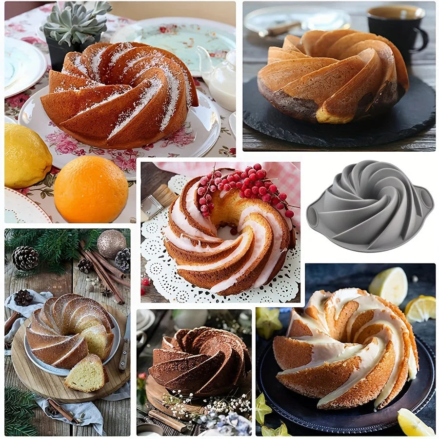 Silicone Cyclone Cake Mold – Non-Stick Oven & Steamer Baking Pan