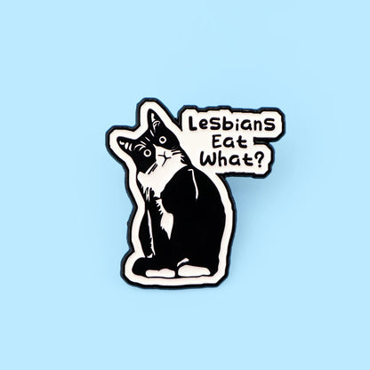 Funny LGBT Pride Enamel Pin – Humor Quote Black Cat Lapel Badge