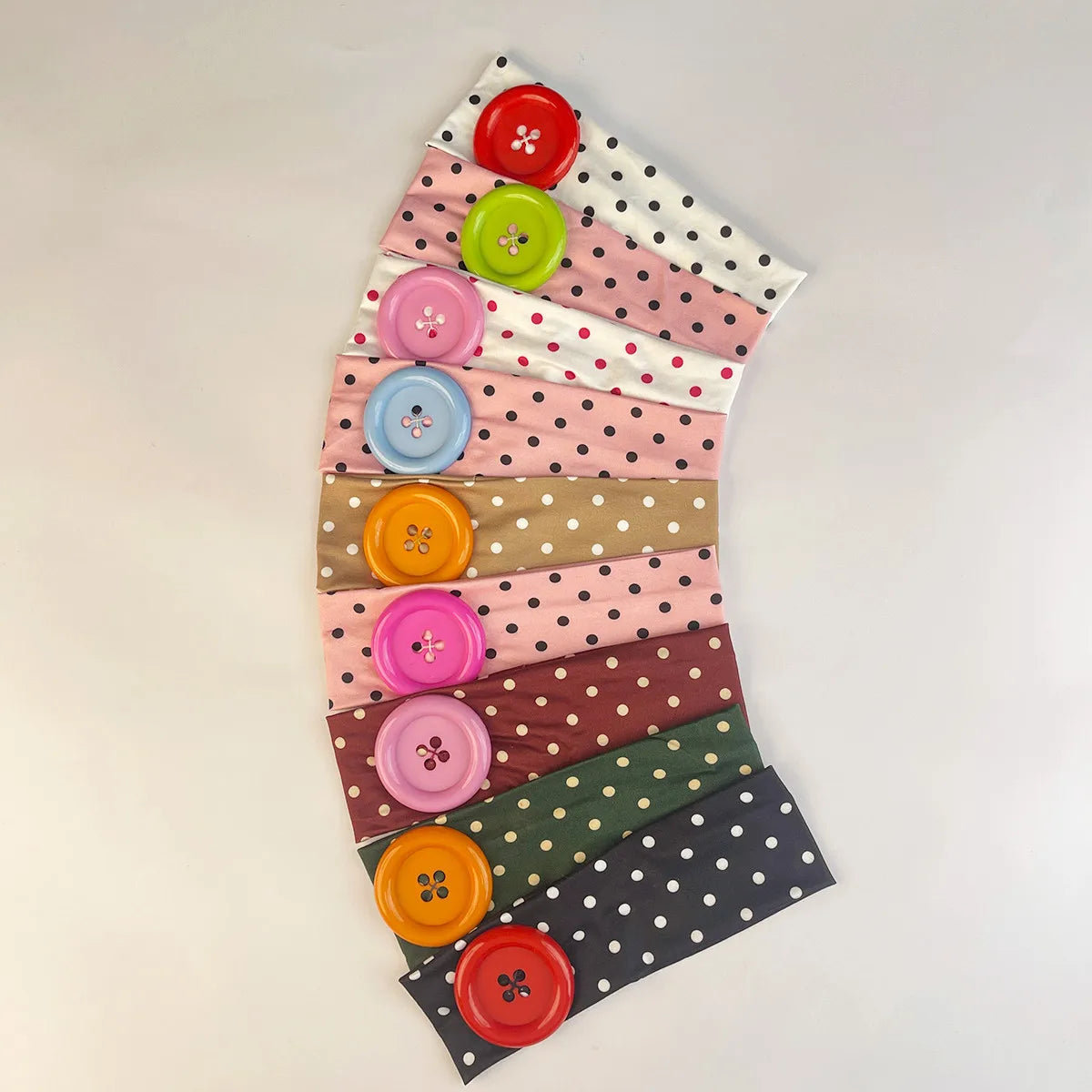 Vintage Polka Dot Button Headband for Women