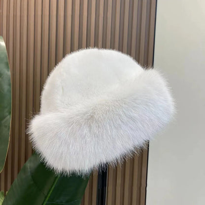 Women's Fluffy Faux Fur Winter Hat – Warm Windproof Bucket & Bomber Cap