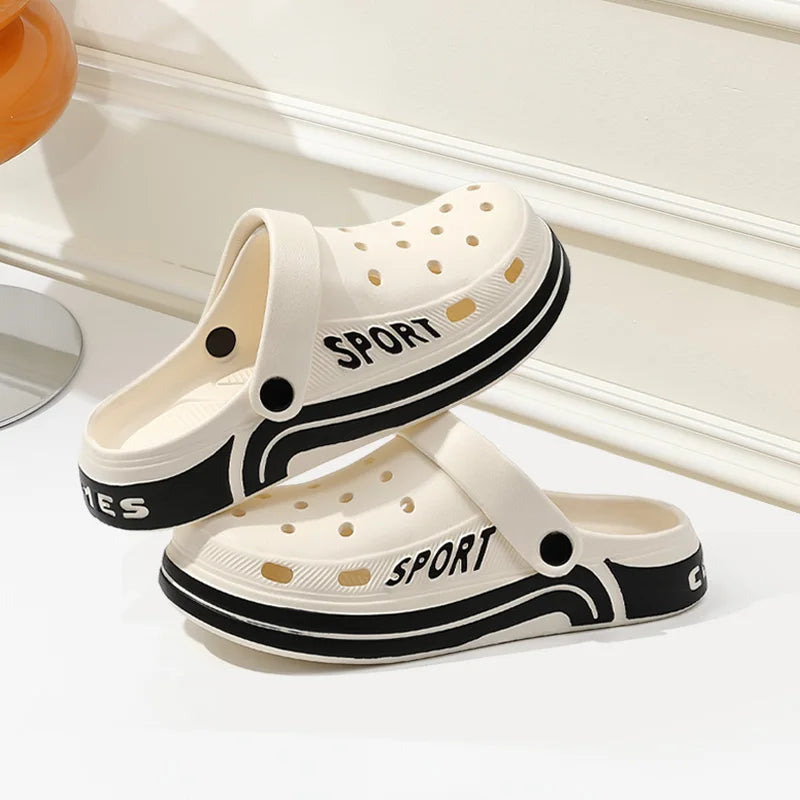 Women's Thick Sole Anti-Slip Two-Strap Sandals | Indoor & Outdoor Perforated Summer Shoes