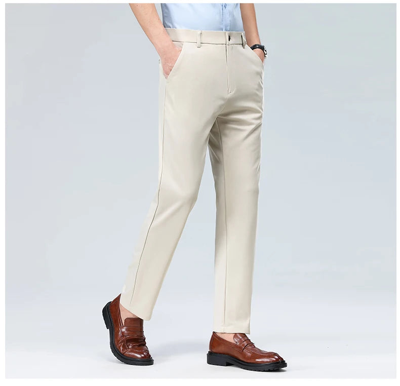 Men's Smart Casual Dress Pants – Elastic Waist Suit Trousers, Straight Fit | Sizes 29–42