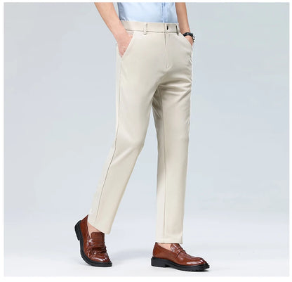 Men's Smart Casual Dress Pants – Elastic Waist Suit Trousers, Straight Fit | Sizes 29–42