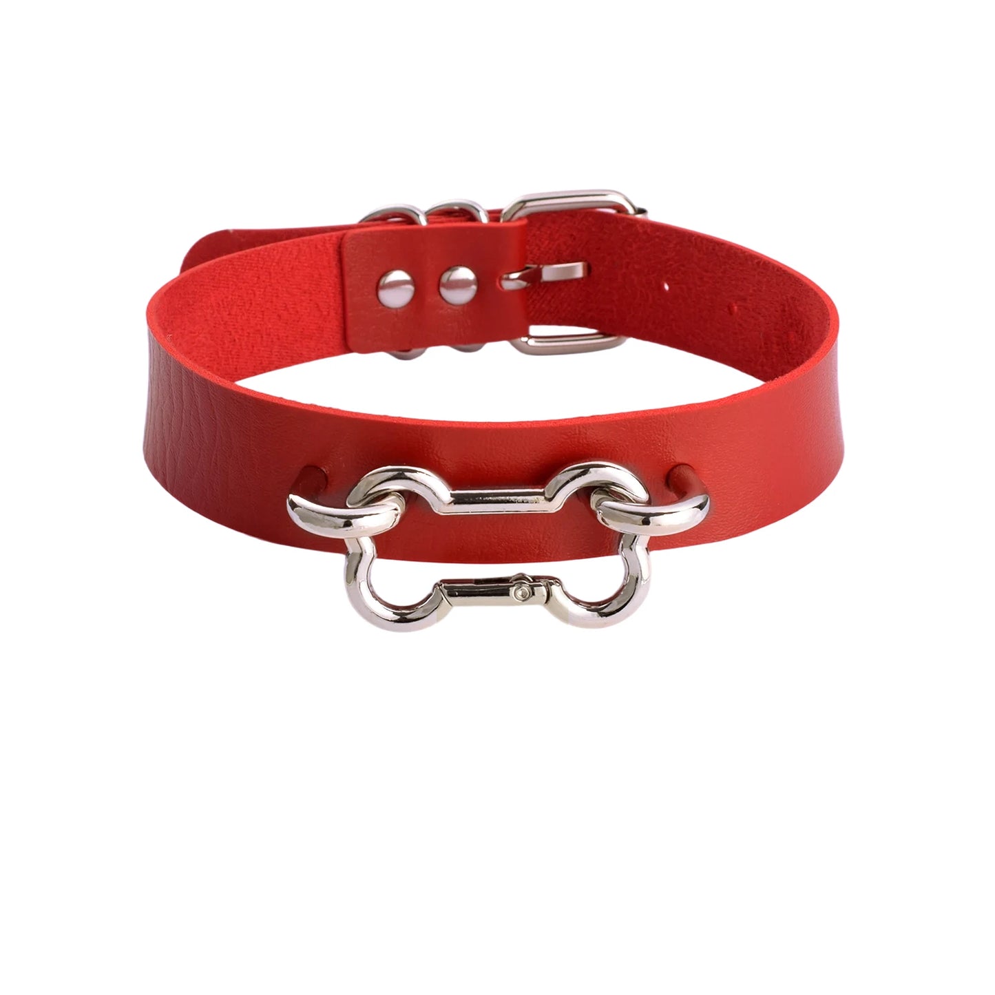 Women's Goth Bone Collar Choker Necklace | Black Leather Alt Fashion Gothic Jewelry