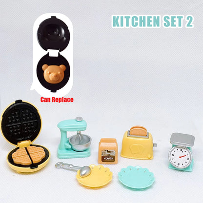DIY Dollhouse Bear Biscuits Kitchen Set | 1/12 Miniature Toaster, Mixer & Scale Toy for Girls