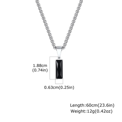 Men's Stainless Steel Geometric Pendant Necklace with Chain