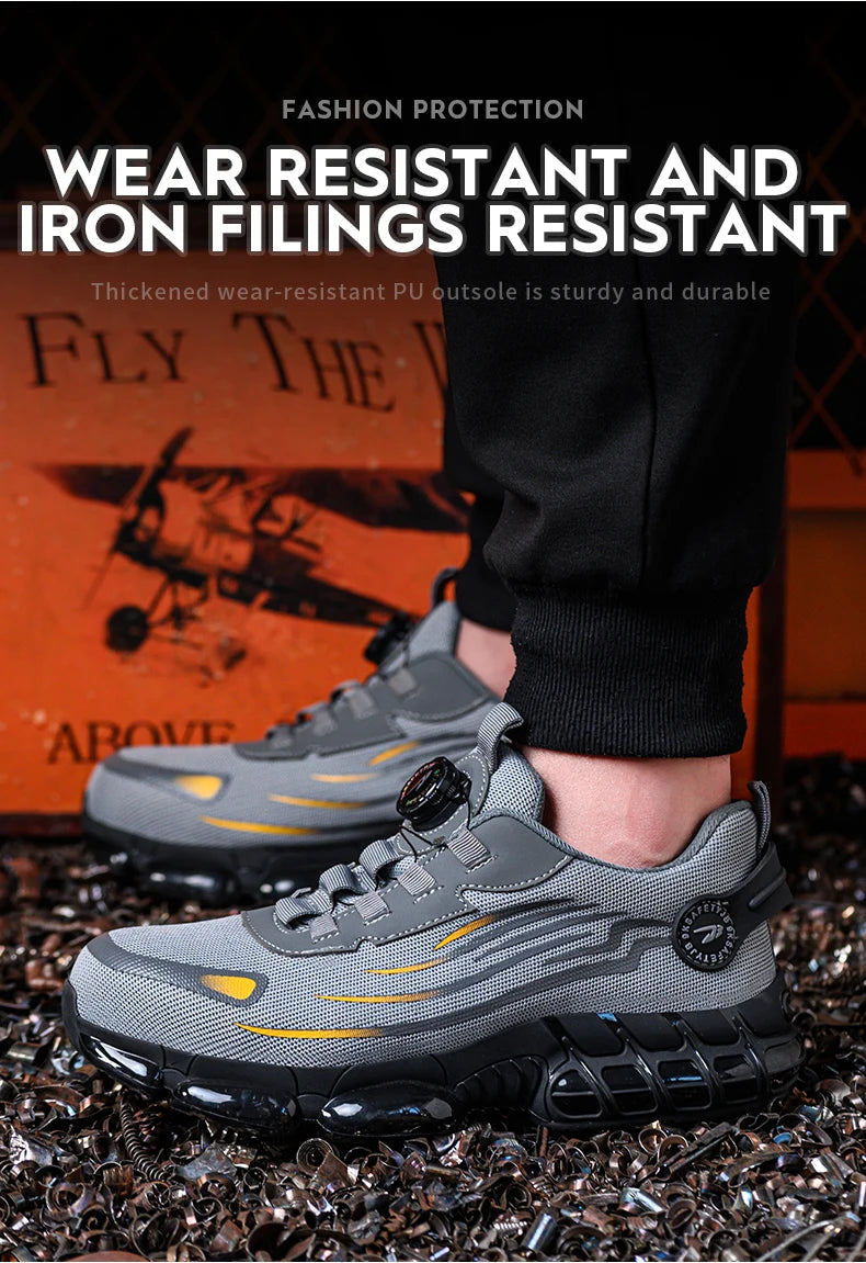 Steel Toe Safety Shoes for Men Lace Free Breathable