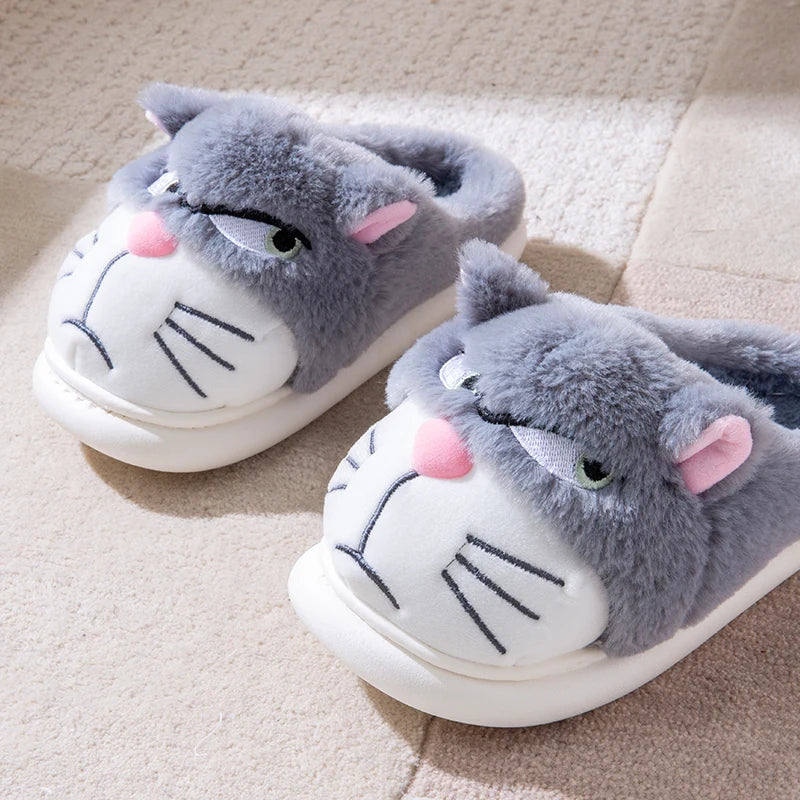 Cartoon Embroidered Plush Slippers – Women's Cozy Indoor House Shoes