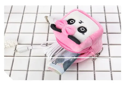 Plush Cartoon Animal Coin Purse with Zipper