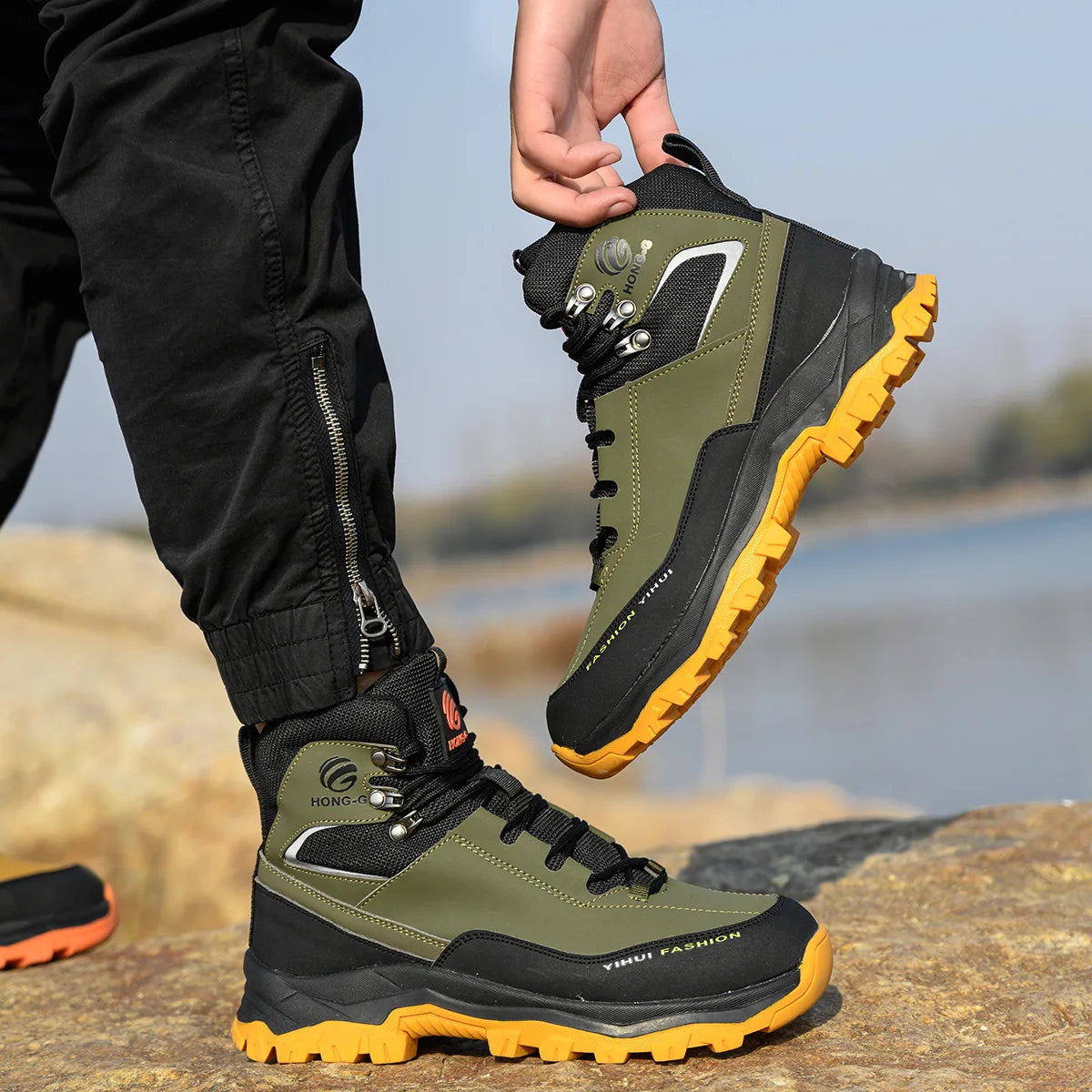 Steel Toe Cap Leather Work Safety Boots for Men
