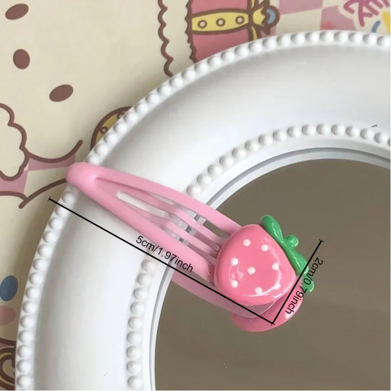 4-Pack Pink Strawberry Hair Clips – Cute Everyday Bang & Side Hair Pins