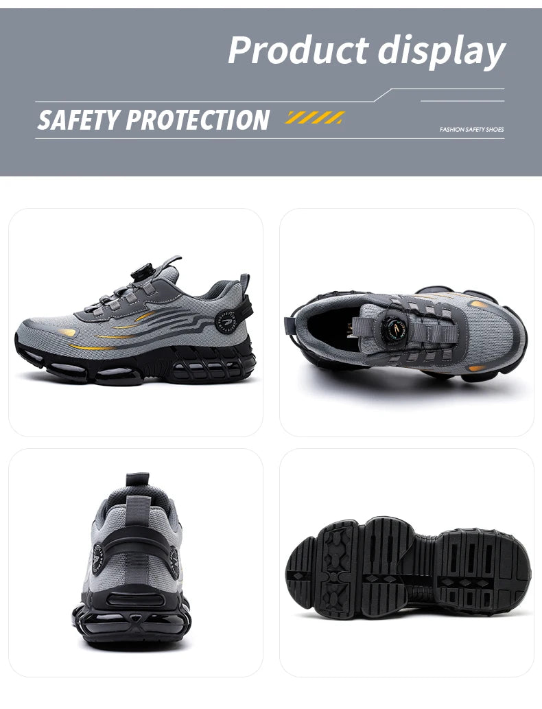 Steel Toe Safety Shoes for Men Lace Free Breathable