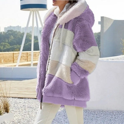 Women's Oversized Hooded Plush Jacket – Warm Zip-Up Streetwear Coat | S–5XL, 9 Colors