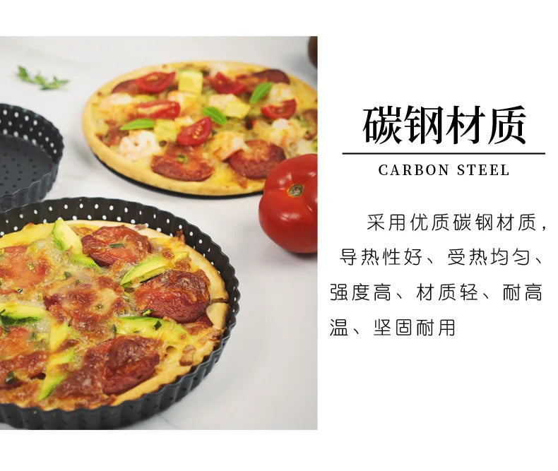 Perforated Non-Stick Pizza & Cake Pan – Carbon Steel Baking Tray (5"/8"/9")