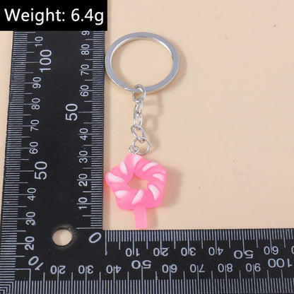 3D Simulation Food Keychain – Cute Resin Lollipop, Donut & Snack Key Ring Charms