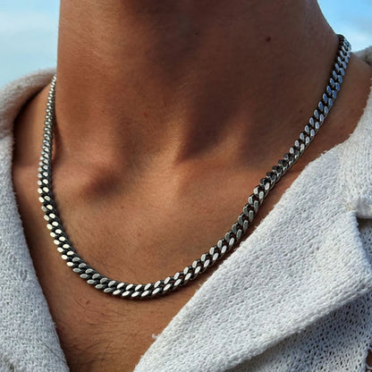 Men's Stainless Steel Cuban Link Chain Necklace Waterproof