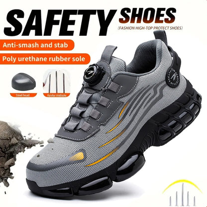 Steel Toe Safety Shoes for Men Lace Free Breathable