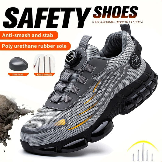 Steel Toe Safety Shoes for Men Lace Free Breathable