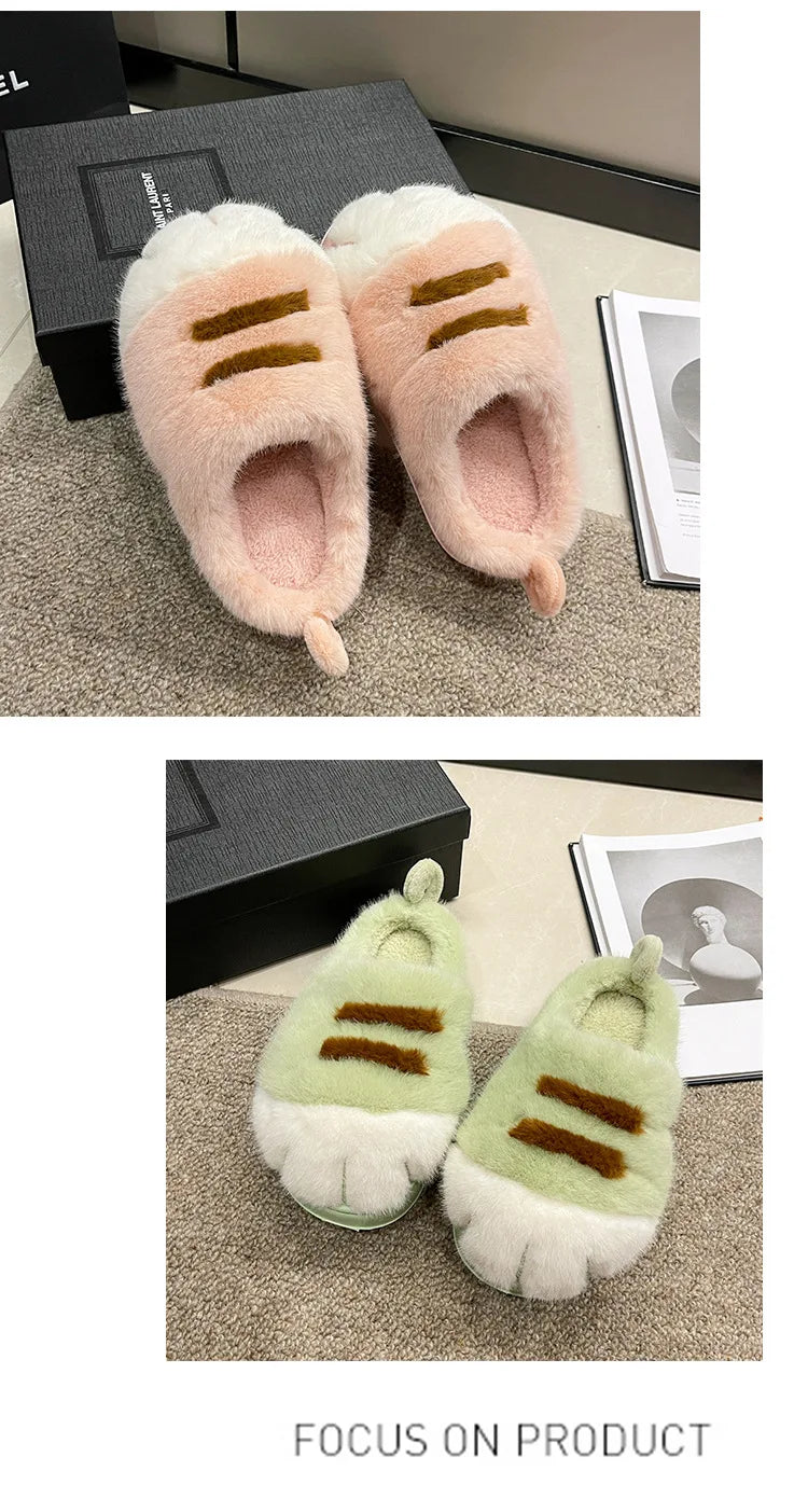3D Cat Claw Slippers – Cozy Winter Indoor Shoes for Women