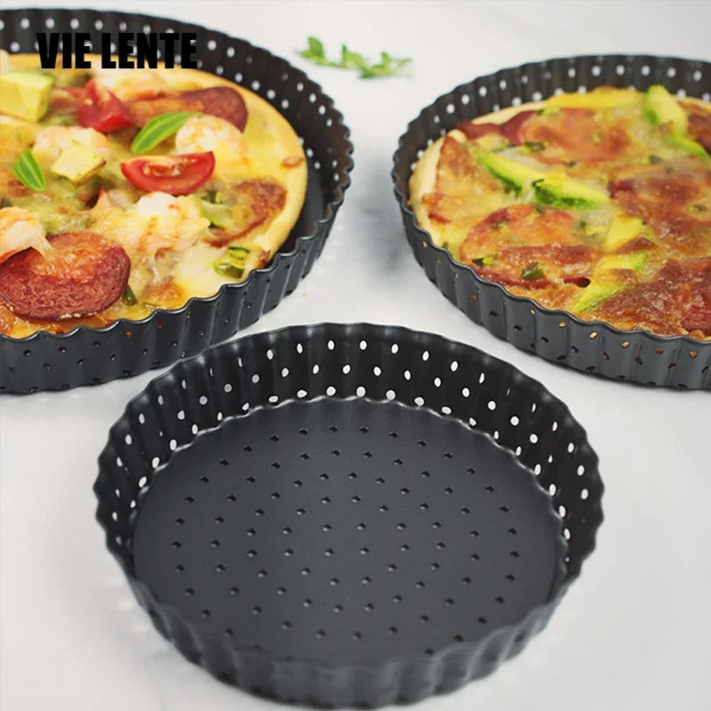 Perforated Non-Stick Pizza & Cake Pan – Carbon Steel Baking Tray (5"/8"/9")