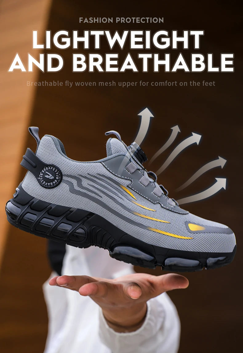 Steel Toe Safety Shoes for Men Lace Free Breathable