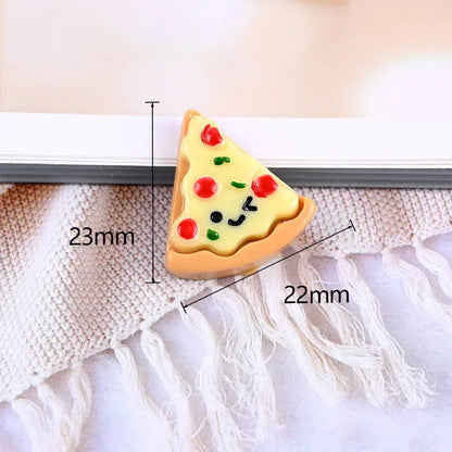Hand-Painted Mini Pizza & Hamburger Resin Appliques | 10pcs Flat Back Miniature Food Decorations for DIY Crafts