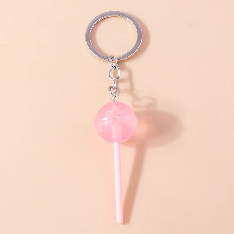 3D Simulation Food Keychain – Cute Resin Lollipop, Donut & Snack Key Ring Charms