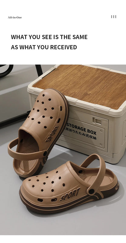 Women's Thick Sole Anti-Slip Two-Strap Sandals | Indoor & Outdoor Perforated Summer Shoes