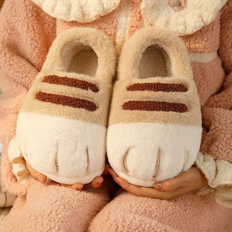 3D Cat Claw Slippers – Cozy Winter Indoor Shoes for Women