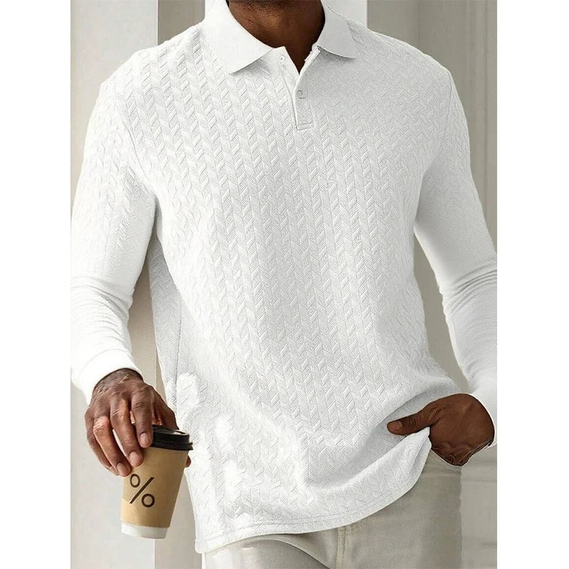 Men's Long Sleeve Polo Shirt – Breathable Knit, Business Casual | S–XXL