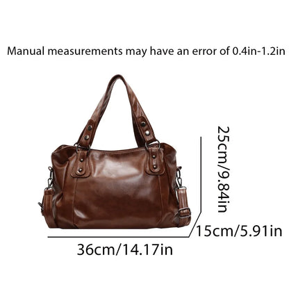 Soft Interior Compartment PU Leather Shoulder Bag For Women With Zipper Closure