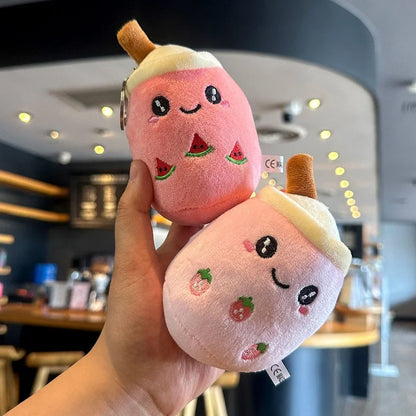 Bubble Tea Boba Plush Toy | Soft Stuffed Milk Cup Plushie Pillow & Keychain Pendant for Kids