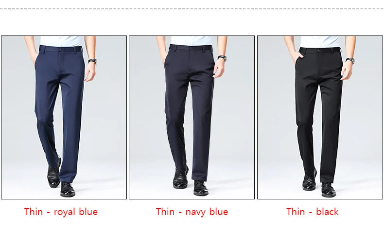 Men's Smart Casual Dress Pants – Elastic Waist Suit Trousers, Straight Fit | Sizes 29–42