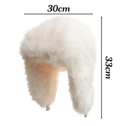 Unisex Faux Fur Bomber Hat – Warm Windproof Earflap Cap for Winter & Skiing - Unisex
