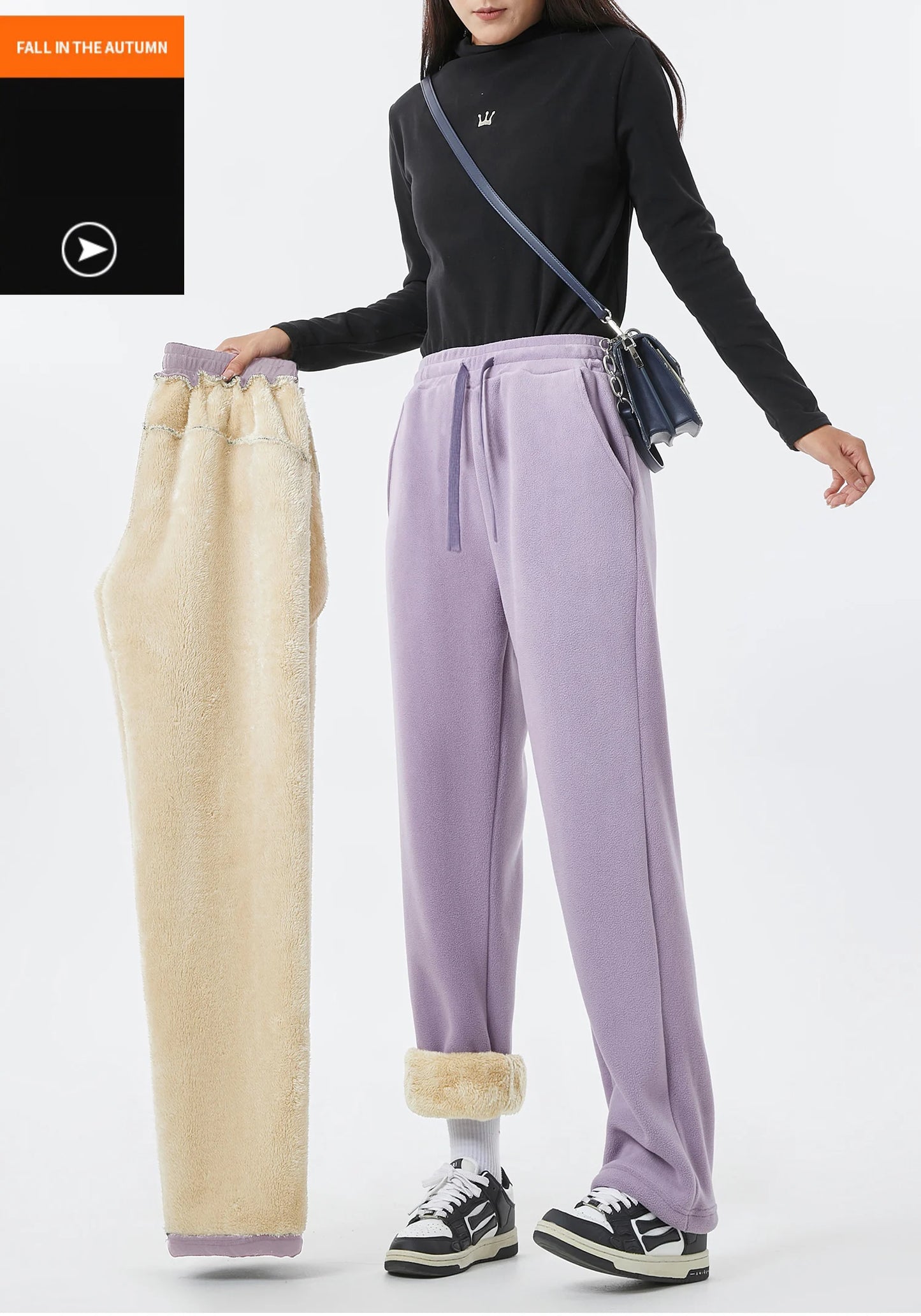 YJKVUR Unisex Winter Oversize Fleece Lined Sweatpants Drawstring Casual Gym