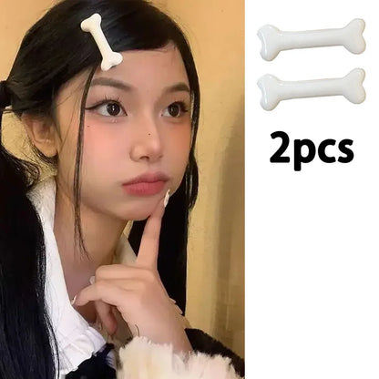 Y2K Bone Hair Clip – Cute Cartoon Bobby Pin Barrette