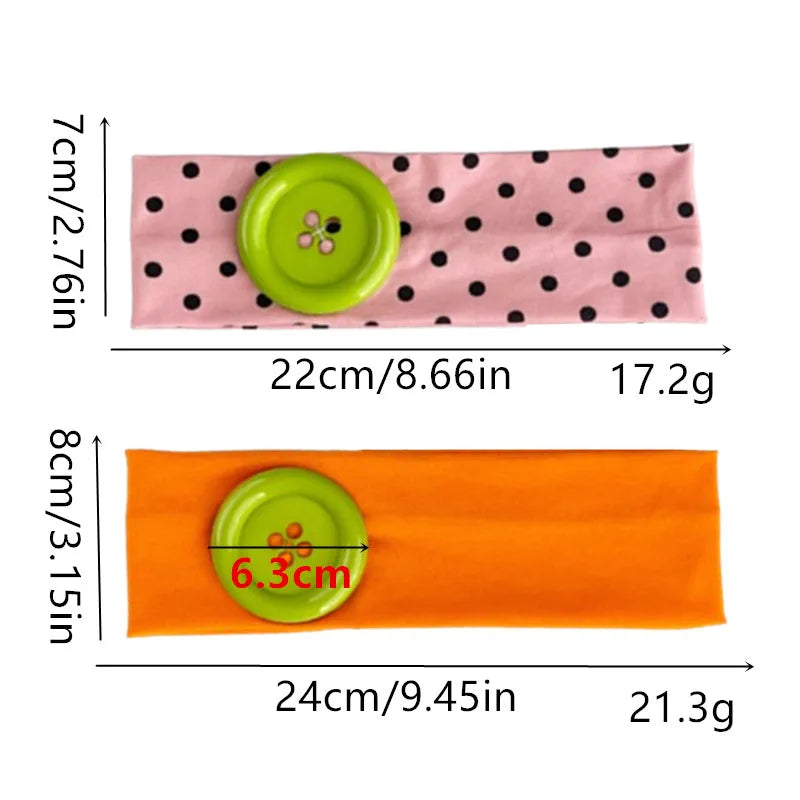 Vintage Polka Dot Button Headband for Women
