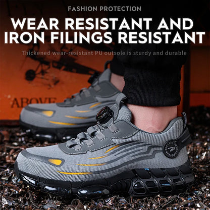 Steel Toe Safety Shoes for Men Lace Free Breathable